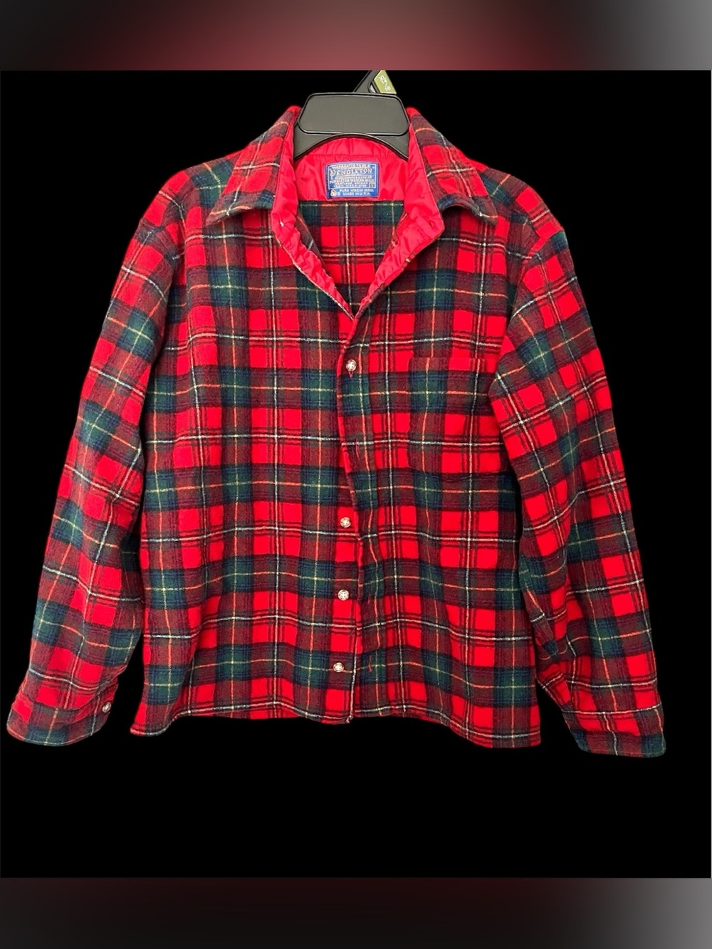 Vintage Pendleton Red Plaid Virgin Wool Shirt Jacket Kids L USA